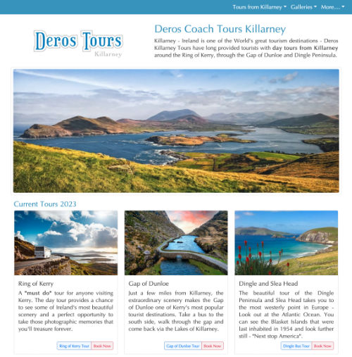 Killarney Tours website by Decent Design Taunton